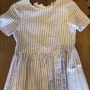 bebe Blue and White Striped Seersucker Dress for Girls